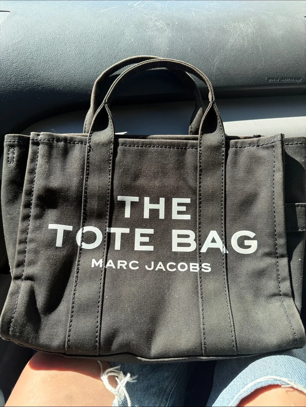 Marc Jacobs The Tote Bag - Black Canvas with White Logo